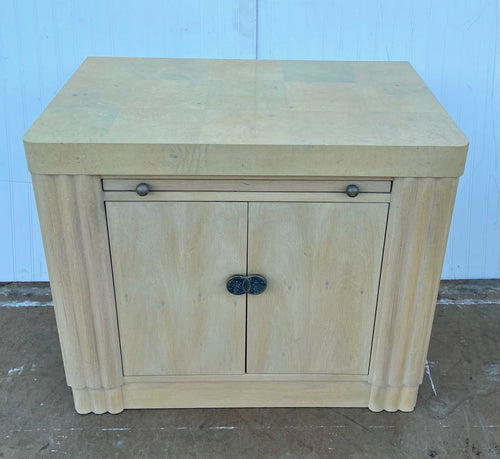 Vintage Contemporary Art Deco Style Hickory White Cabinet Nighstand