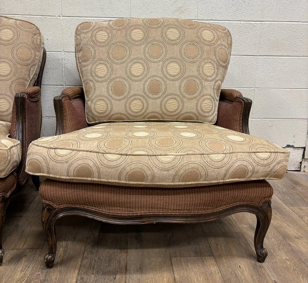Vintage French Country Louis XV Style Bergere Chairs - Pair