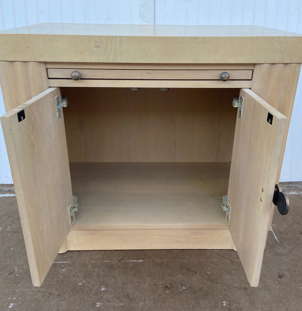 Vintage Contemporary Art Deco Style Hickory White Cabinet Nighstand