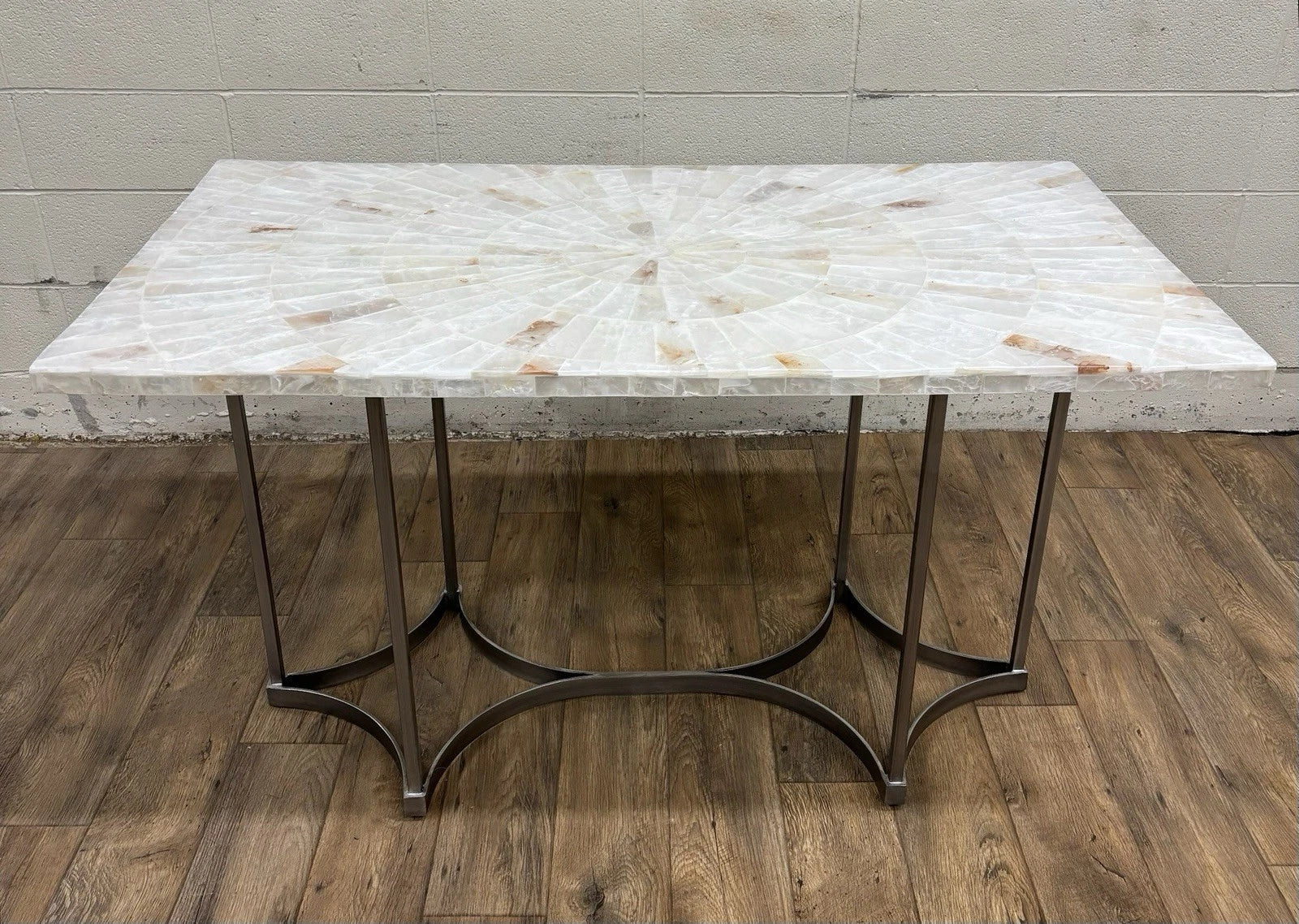 Vintage Hooker Furniture Co Selenite Mosaic Sunburst Dining Table Writing Desk
