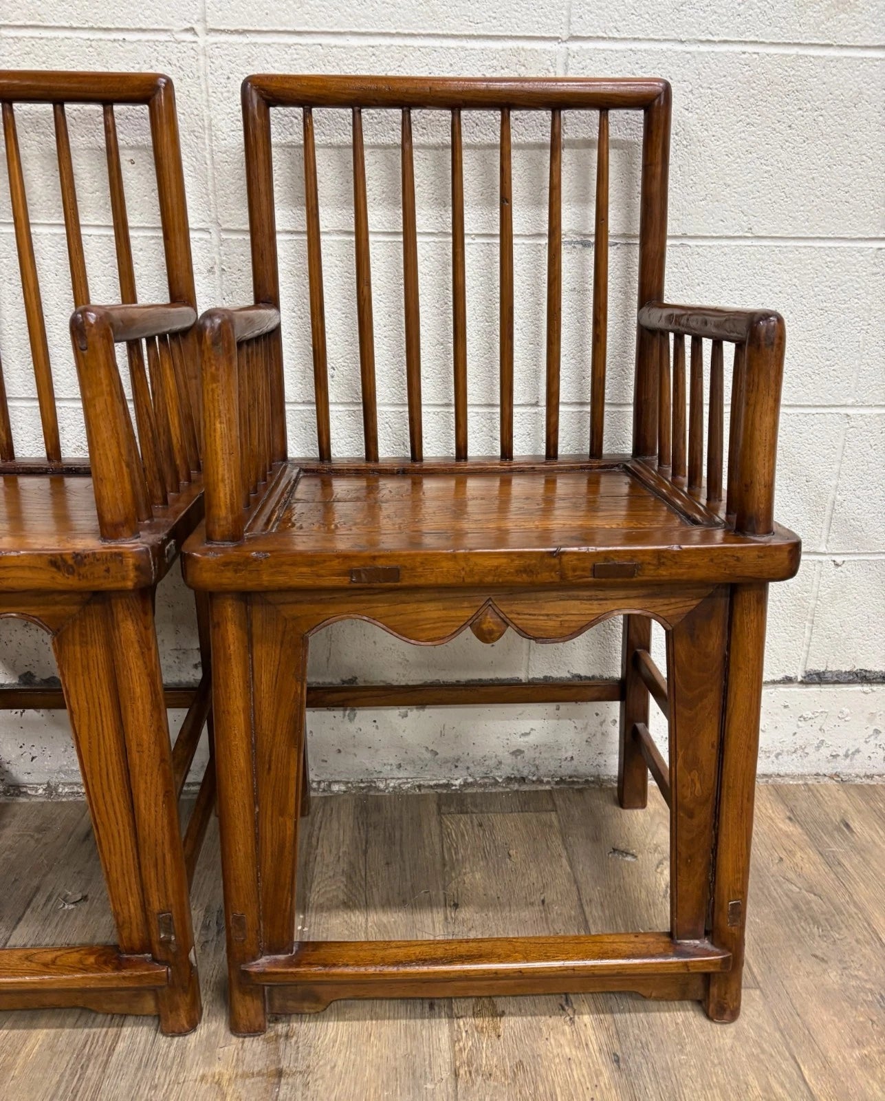 Antique Qing Dynasty Style Chinese Double Happiness Dining Arm Chairs