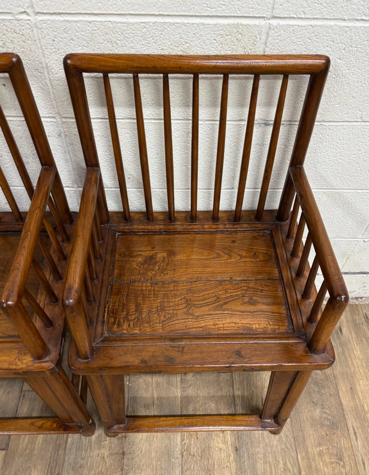 Antique Qing Dynasty Style Chinese Double Happiness Dining Arm Chairs