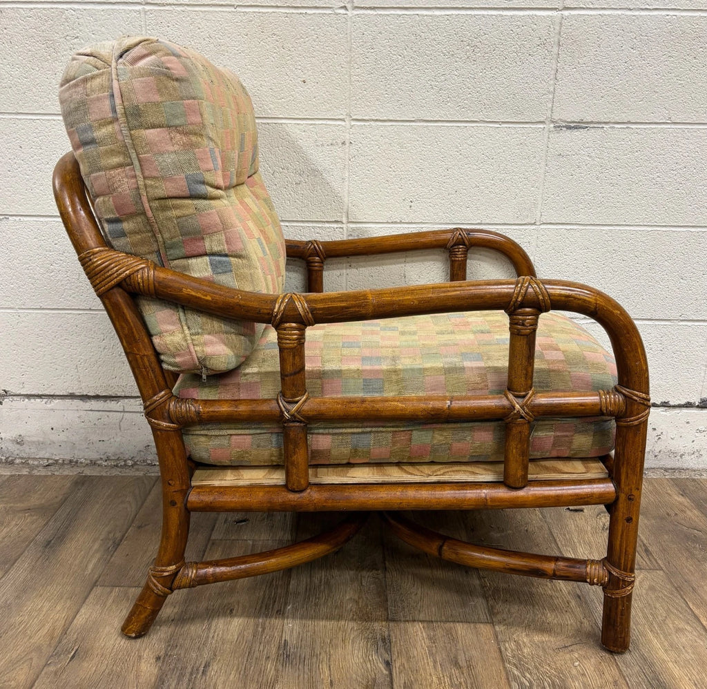 Vintage Ficks Reed Mid Century Modern MCM Rattan Armchair Lounge Chair Lounger