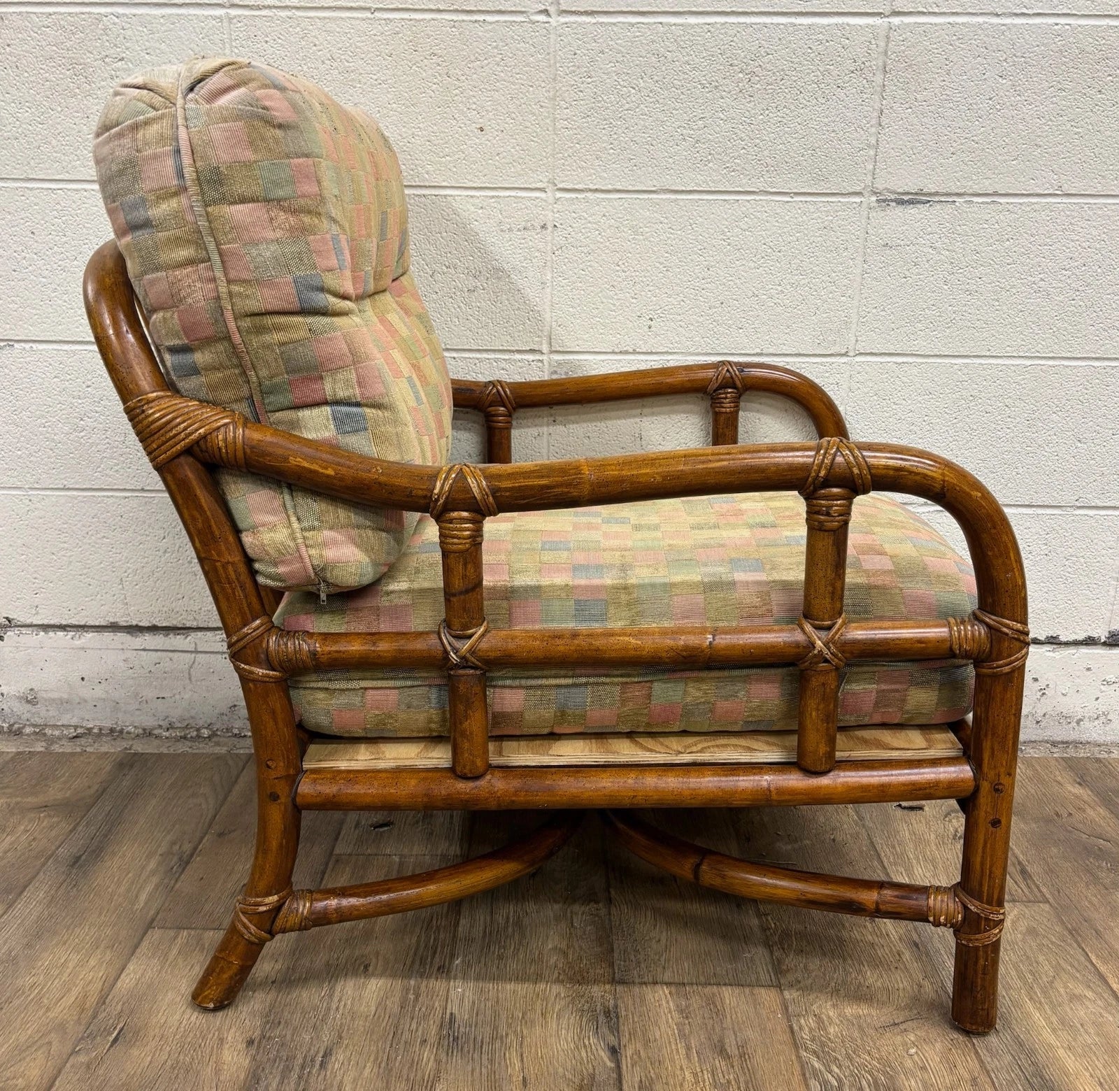 Vintage Ficks Reed Mid Century Modern MCM Rattan Armchair Lounge Chair Lounger