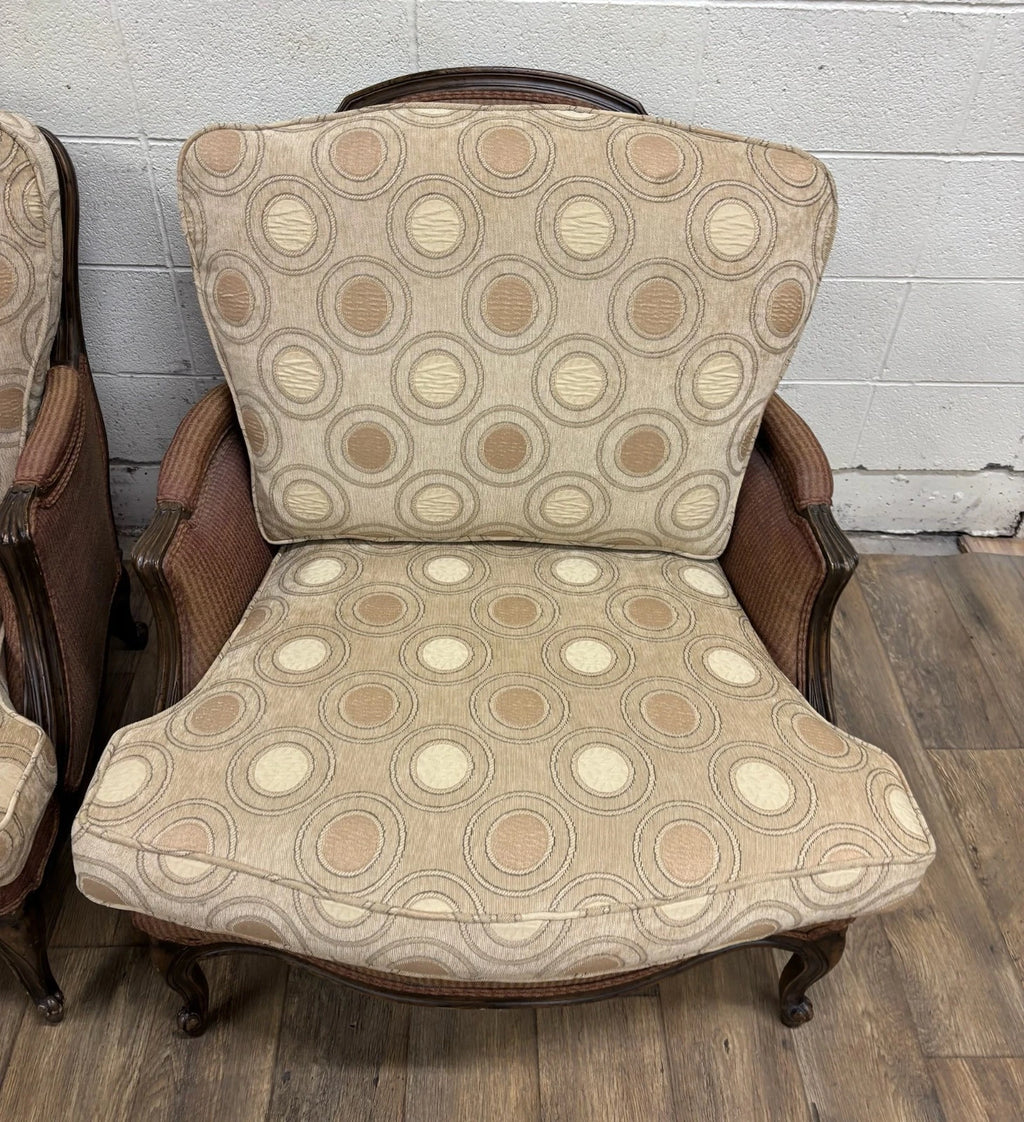 Vintage French Country Louis XV Style Bergere Chairs - Pair