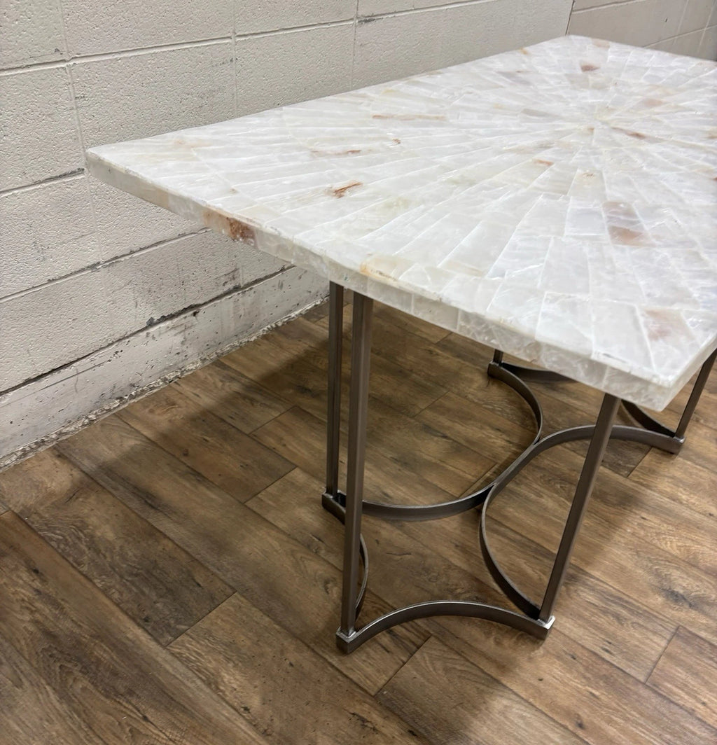 Vintage Hooker Furniture Co Selenite Mosaic Sunburst Dining Table Writing Desk