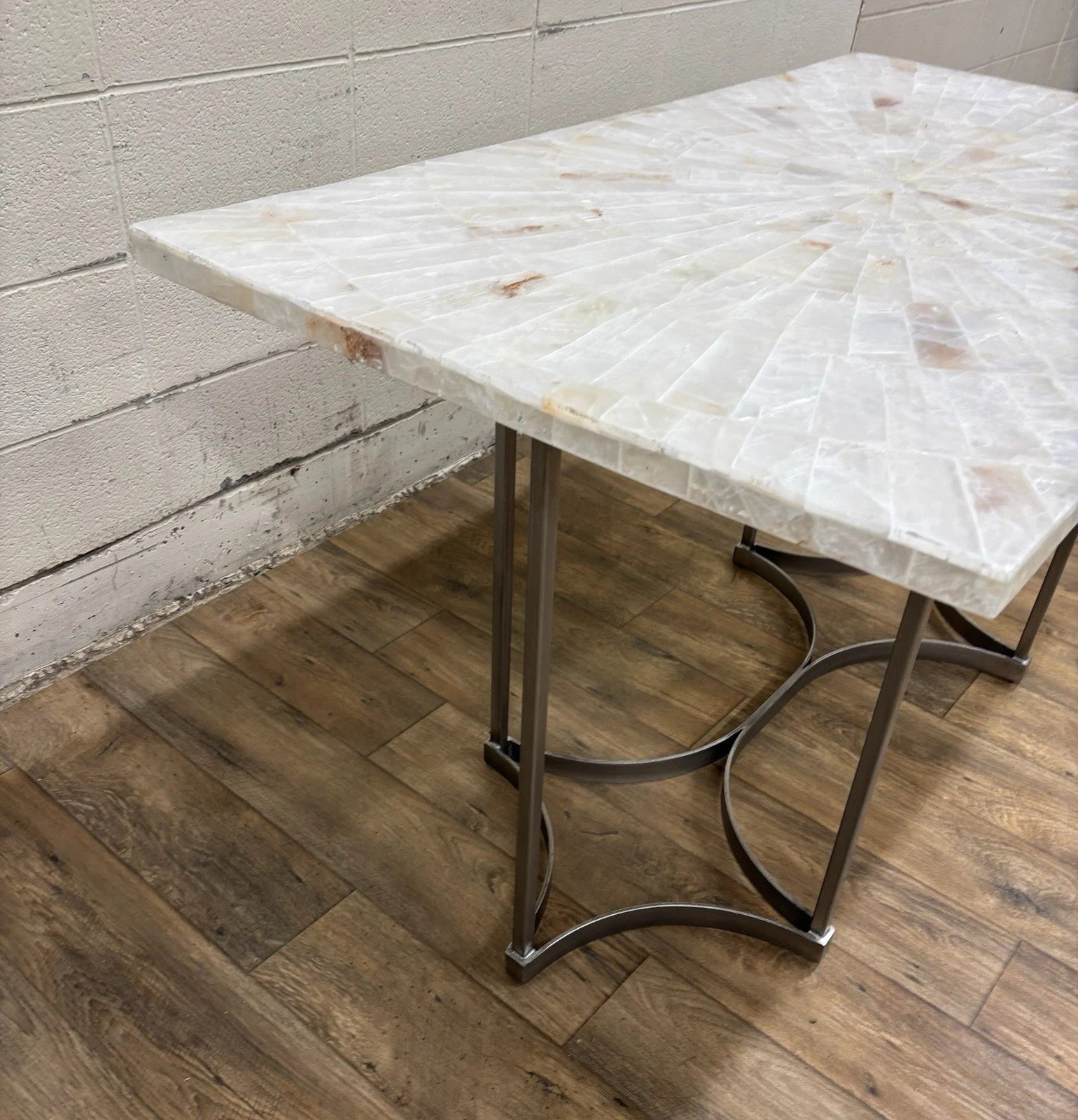 Vintage Hooker Furniture Co Selenite Mosaic Sunburst Dining Table Writing Desk
