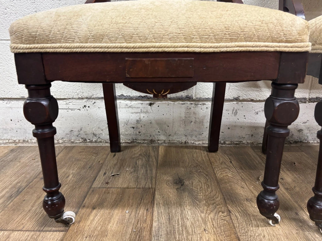 Antique Victorian Eastlake Style Carved Parlor Chairs Side Chairs - Pair