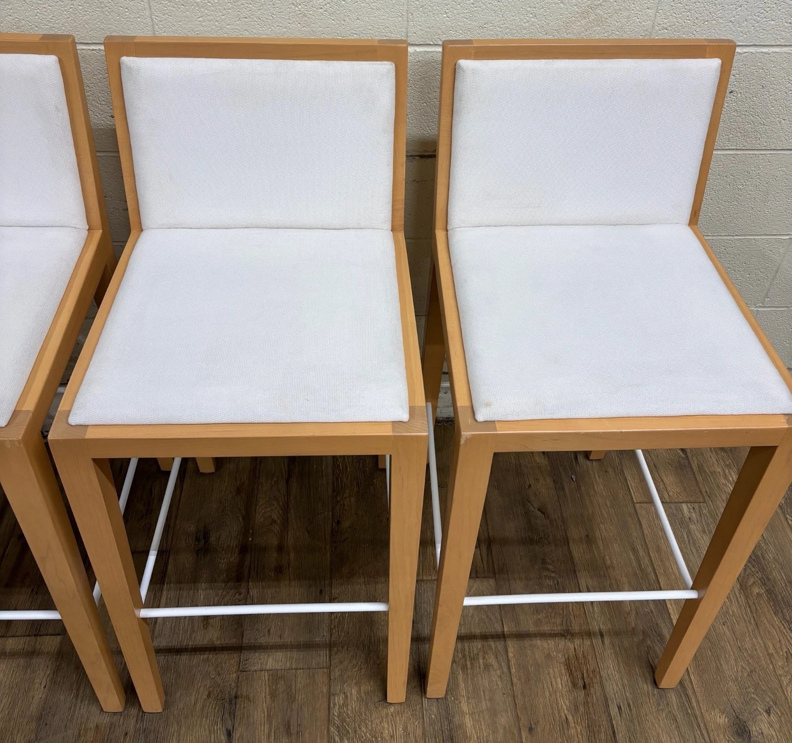 Martin Brattrud Maple Feather Down Upholstered Barstools Style 1045 - Set of 4