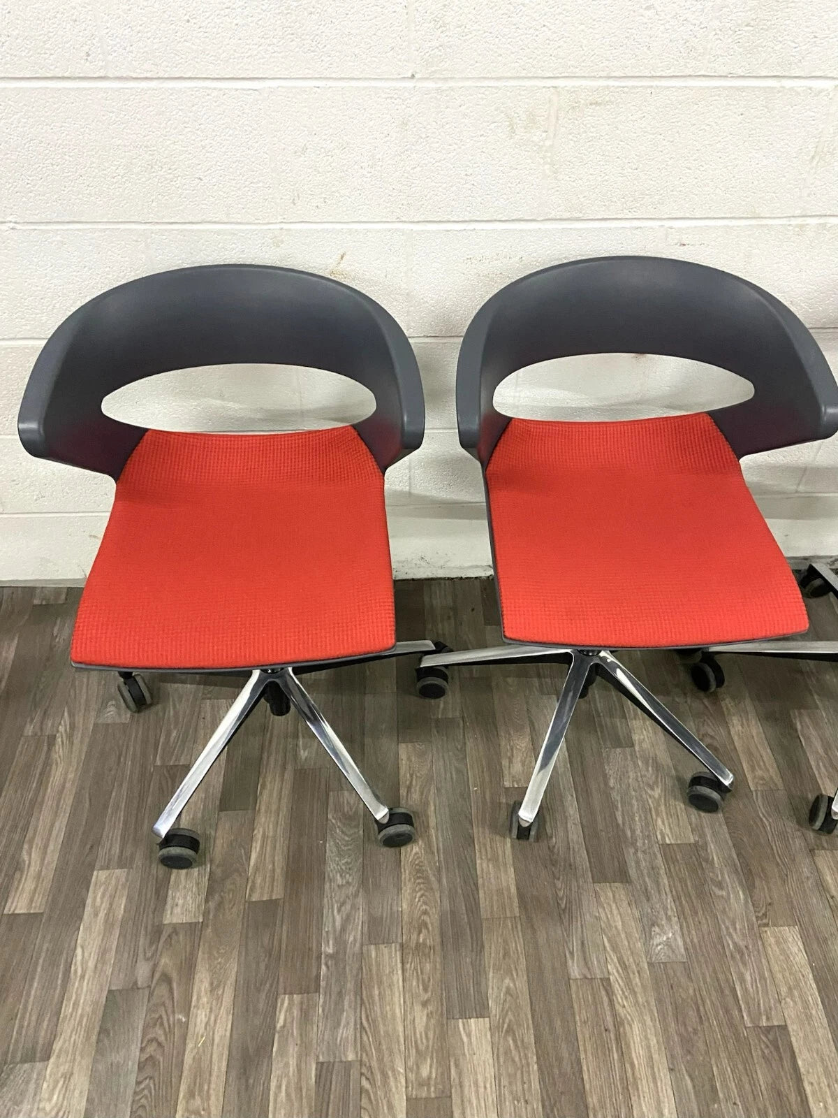 Cape Furniture Modern Black and Red Swivel Rolling Chairs - Set of 4