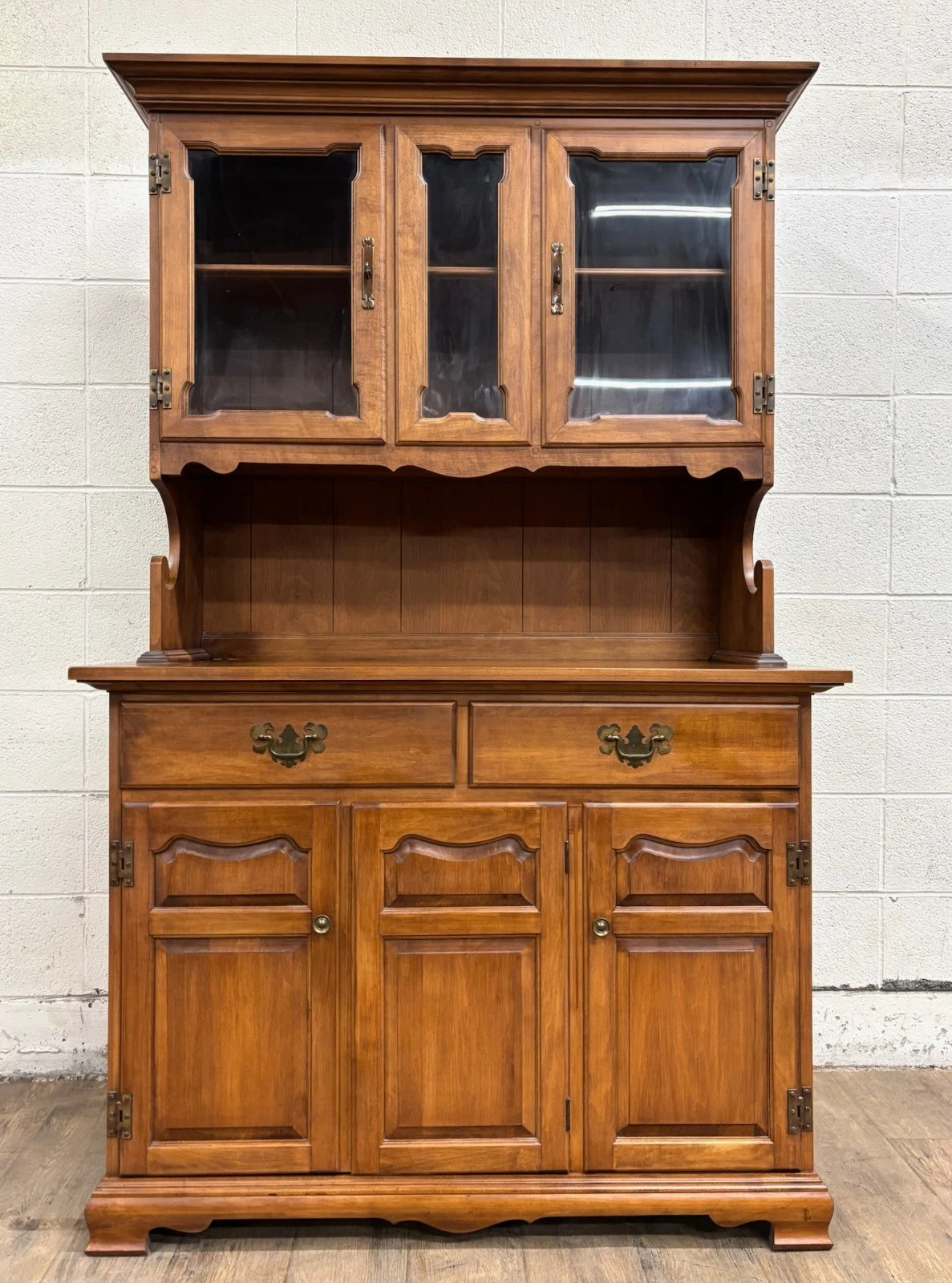 Vintage Tell City Young Republic Colonial China Cabinet Buffet Hutch and Cupboard