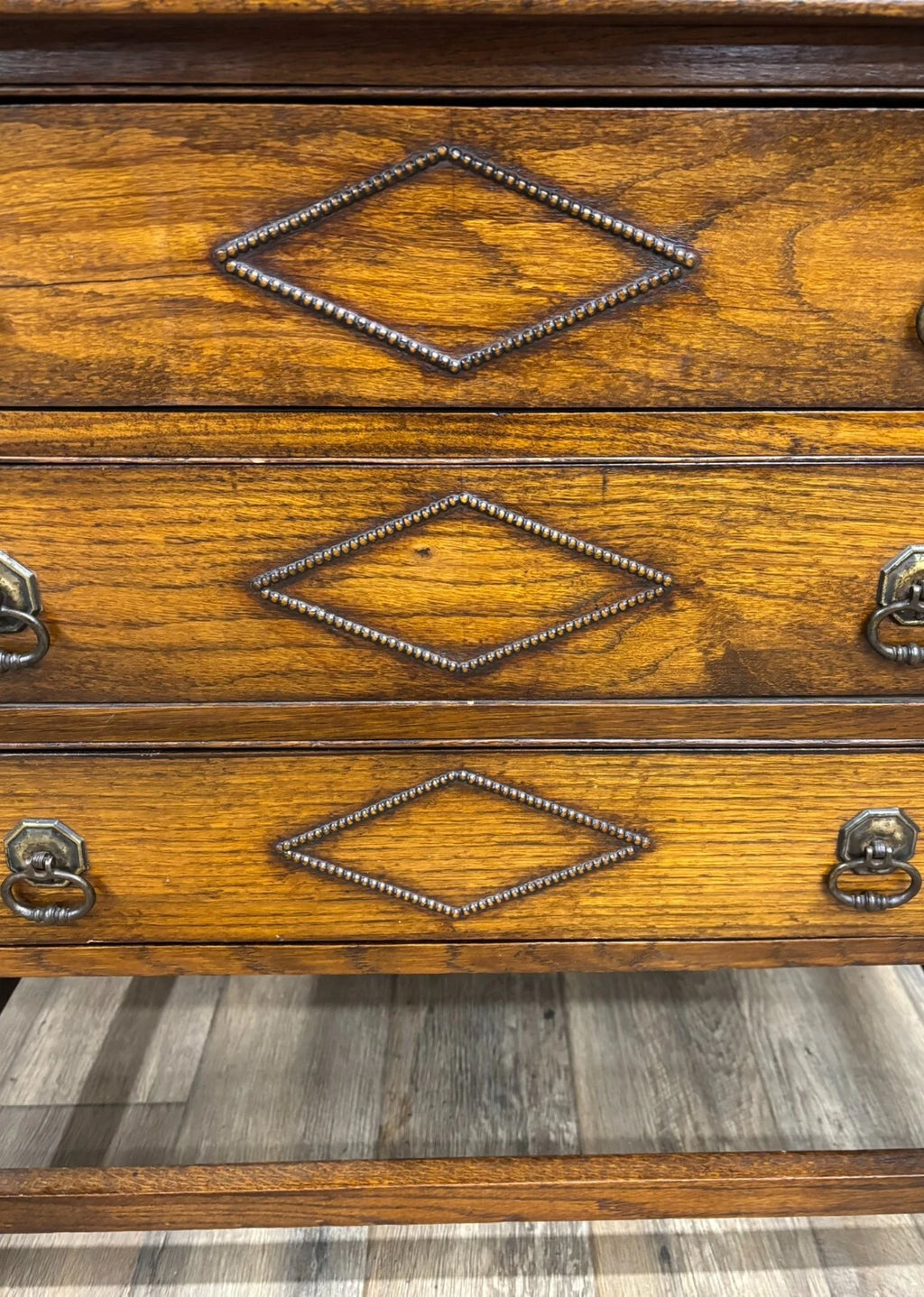 Antique Barley Twist Tiger Oak Dresser with Swivel Mirror