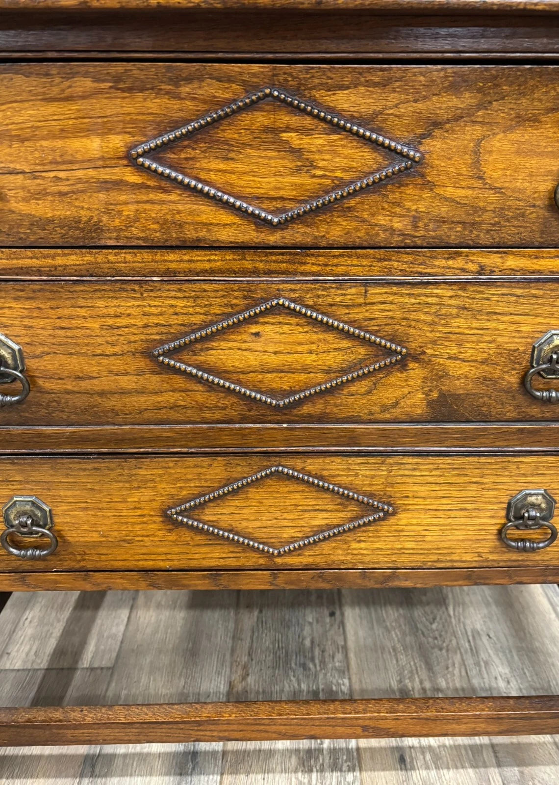 Antique Barley Twist Tiger Oak Dresser with Swivel Mirror