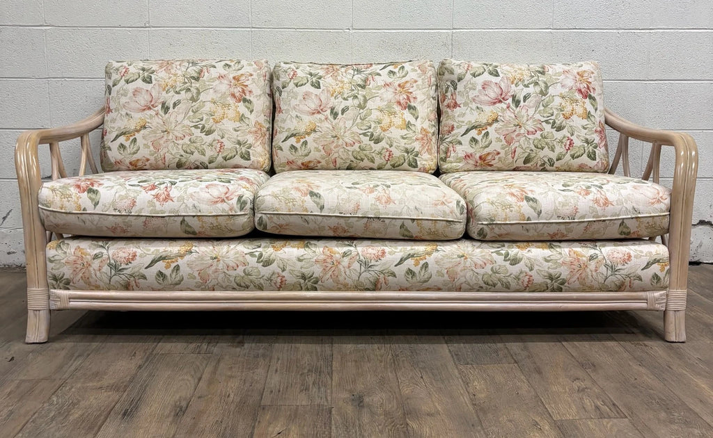 Vintage MCM Ficks Reed Style Organic Coastal Boho Style Rattan Sofa