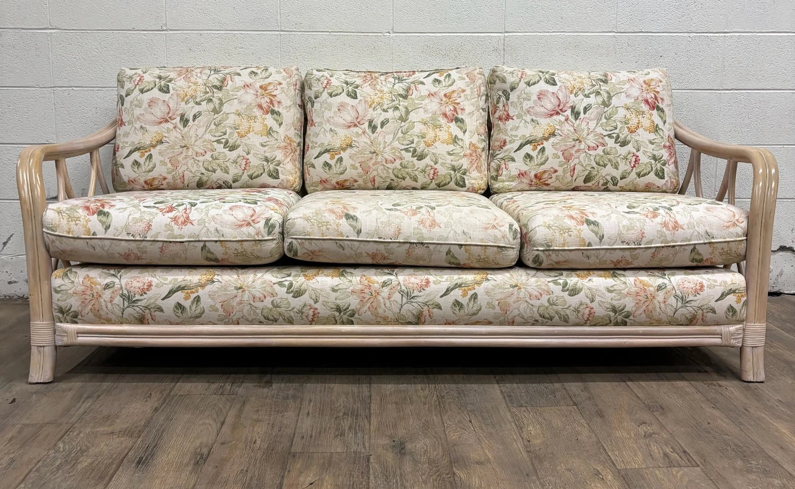 Vintage MCM Ficks Reed Style Organic Coastal Boho Style Rattan Sofa