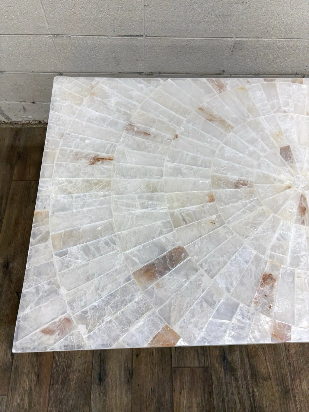 Vintage Hooker Furniture Co Selenite Mosaic Sunburst Dining Table Writing Desk