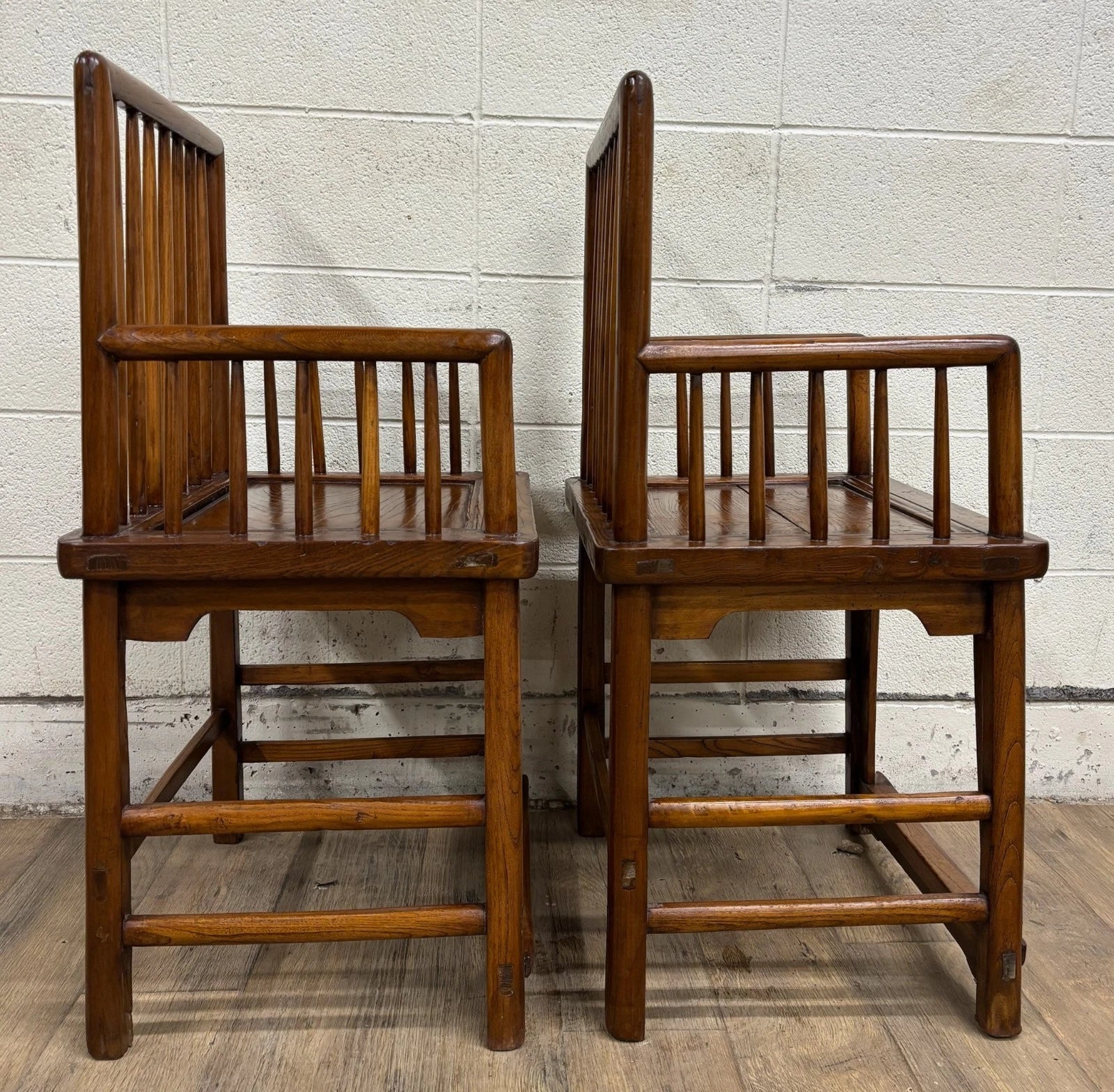 Antique Qing Dynasty Style Chinese Double Happiness Dining Arm Chairs