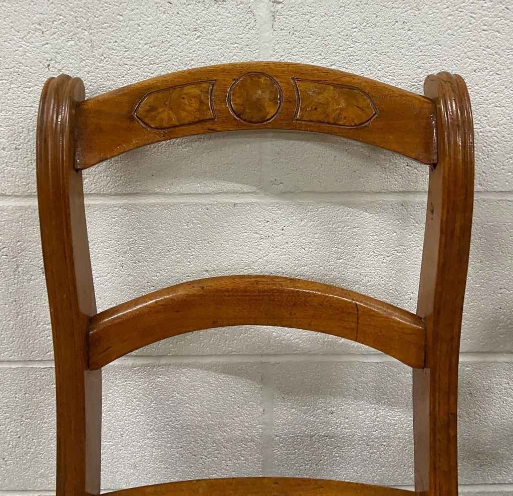 Antique Victorian Eastlake Style Ladderback Cane Dining Occasional Chairs - Pair