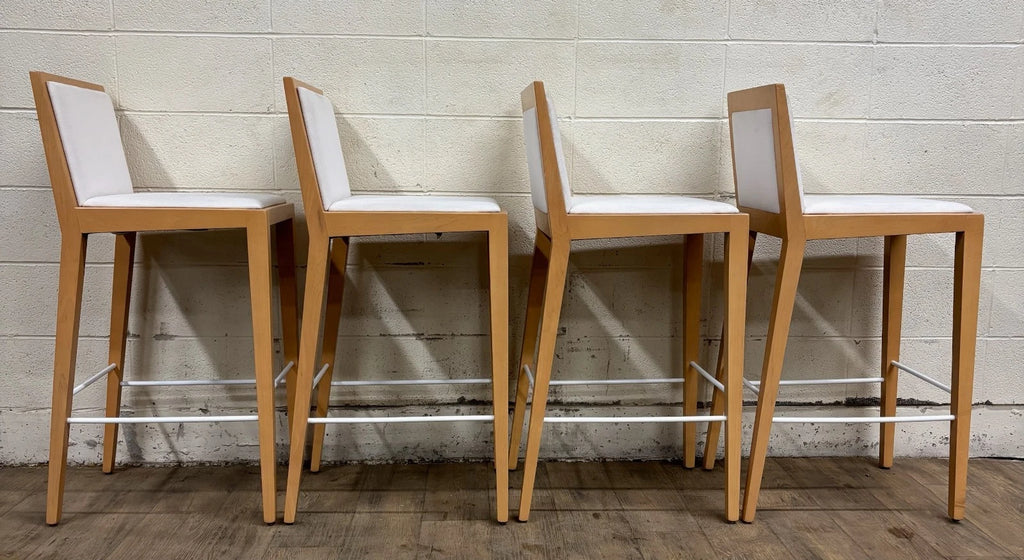 Martin Brattrud Maple Feather Down Upholstered Barstools Style 1045 - Set of 4