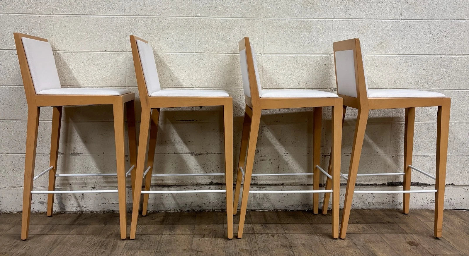 Martin Brattrud Maple Feather Down Upholstered Barstools Style 1045 - Set of 4