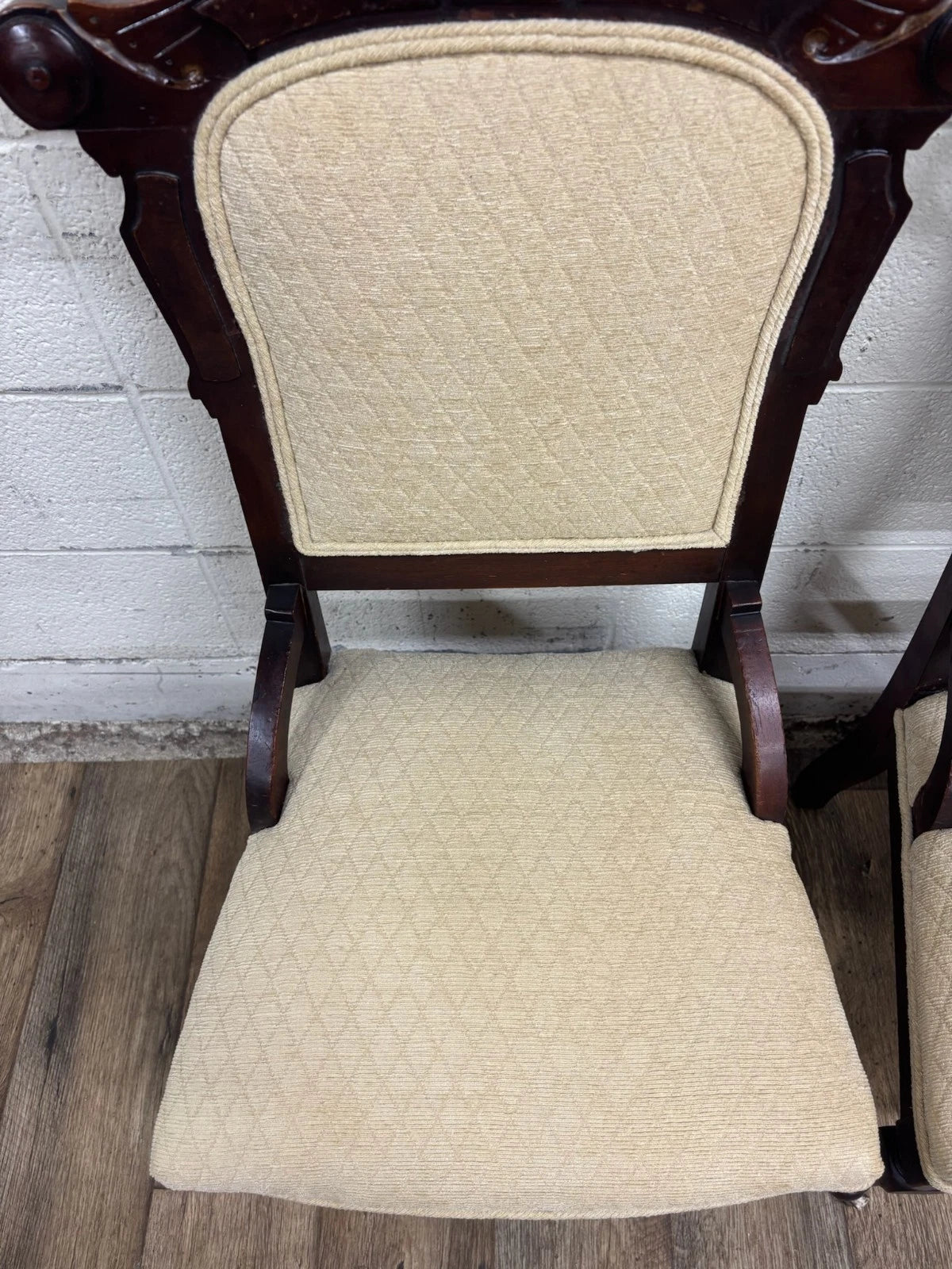 Antique Victorian Eastlake Style Carved Parlor Chairs Side Chairs - Pair