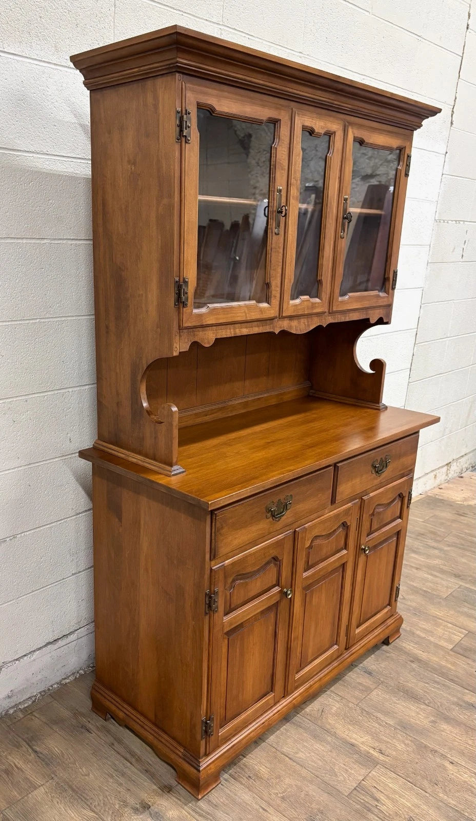 Vintage Tell City Young Republic Colonial China Cabinet Buffet Hutch and Cupboard
