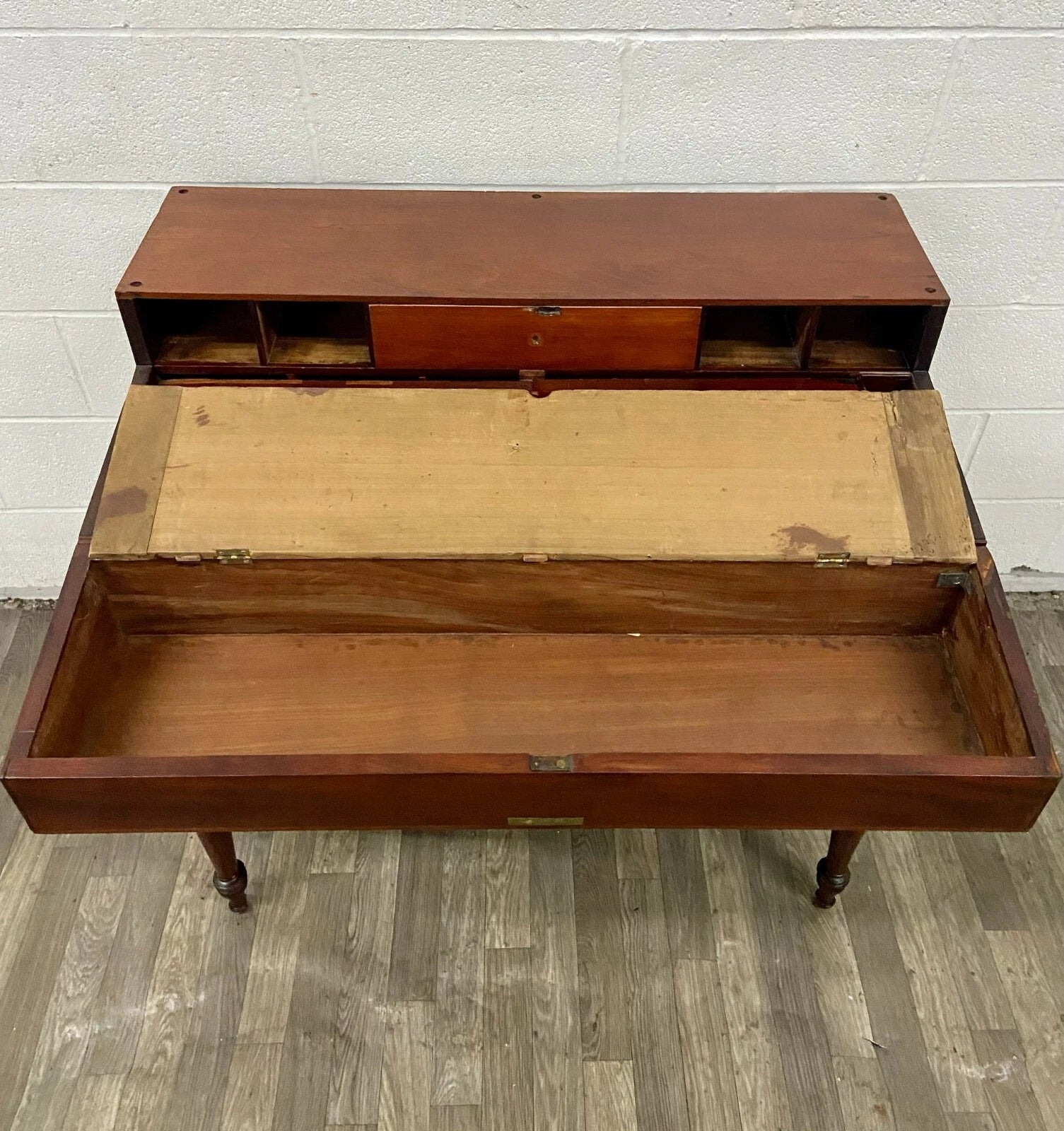 Antique 19th Century Style Unfolding Campaign Box Desk Captain Desk Writing Desk