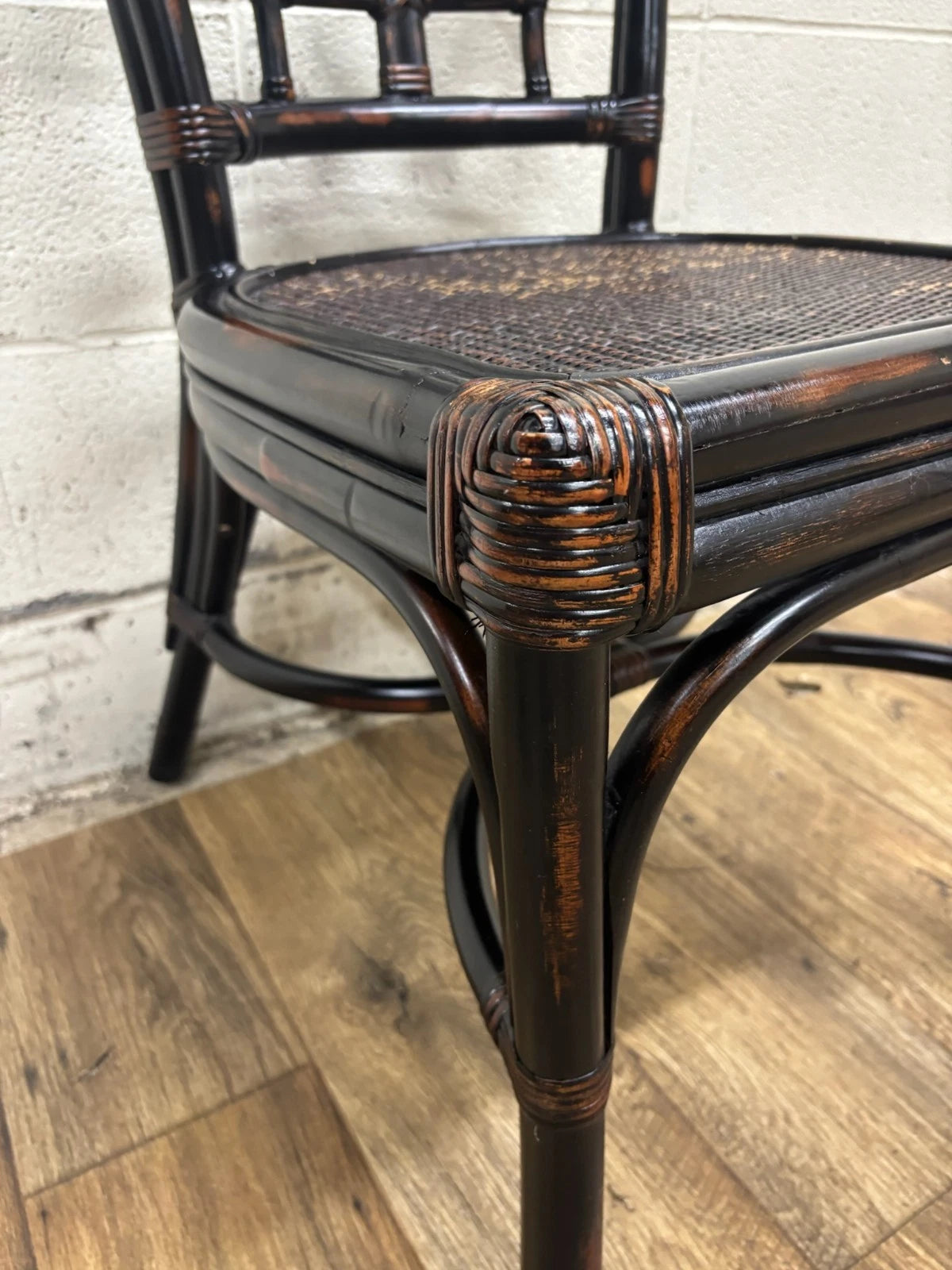 Pier 1 Chippendale Style Woven Rattan Fretwork Fret Dining Side Chair