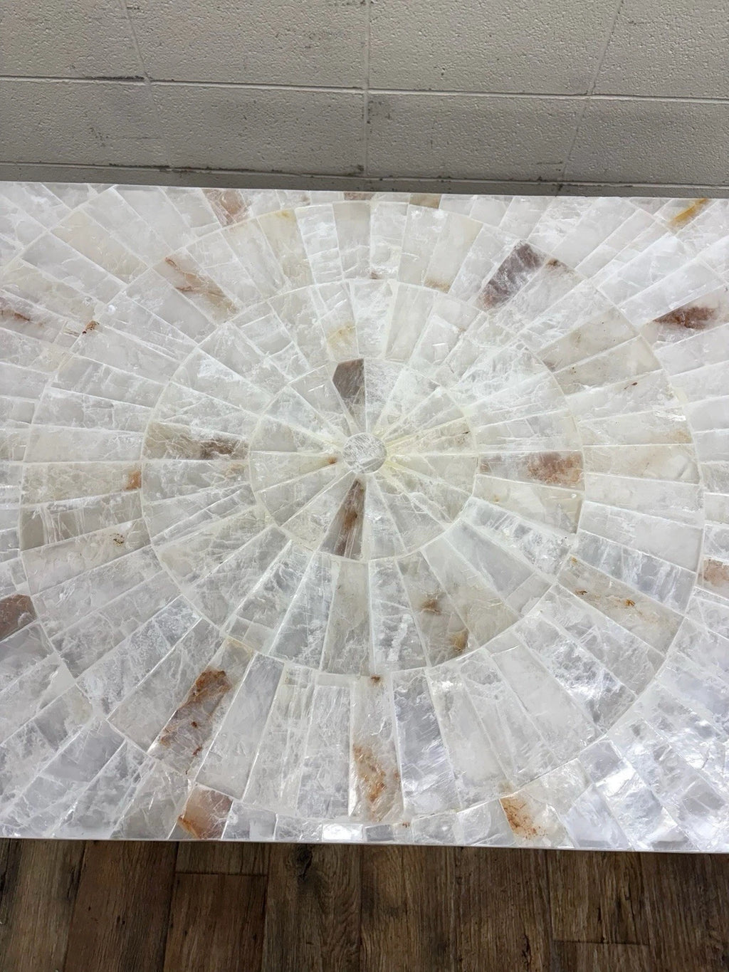 Vintage Hooker Furniture Co Selenite Mosaic Sunburst Dining Table Writing Desk