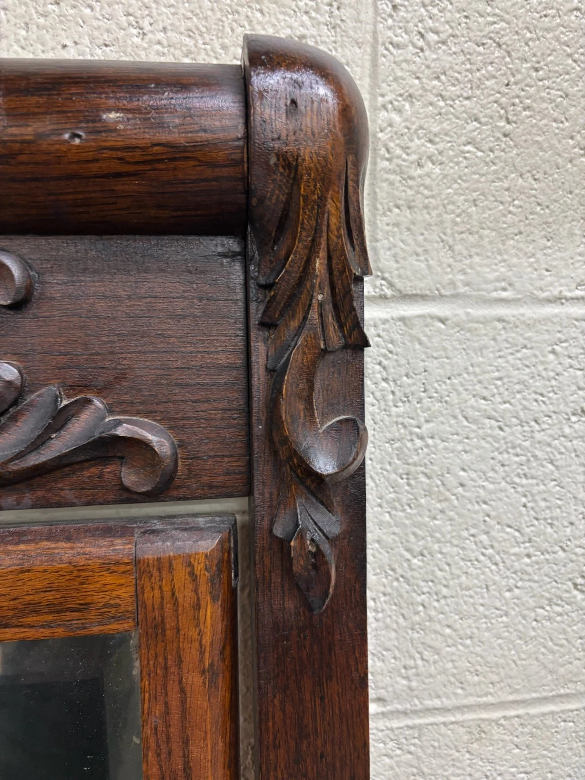 Antique Late Victorian Edwardian Serpentine Oak Dresser with Removable Mirror