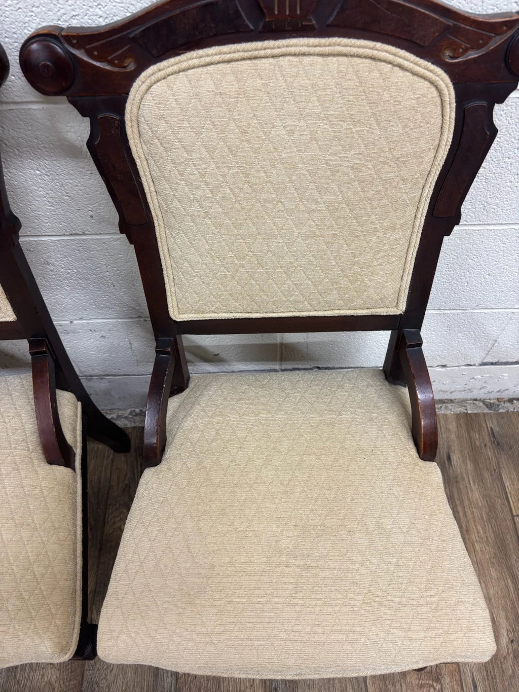 Antique Victorian Eastlake Style Carved Parlor Chairs Side Chairs - Pair