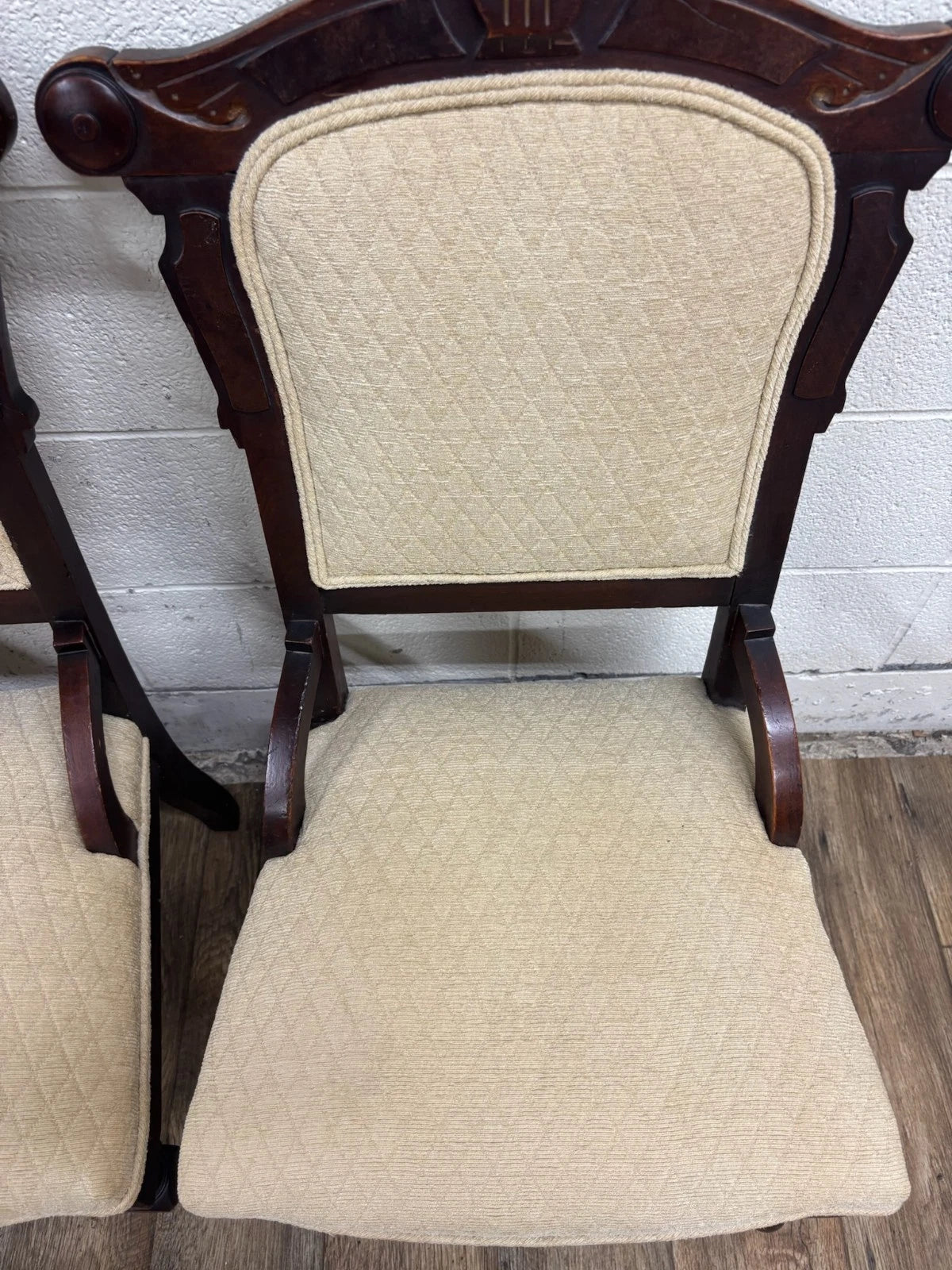 Antique Victorian Eastlake Style Carved Parlor Chairs Side Chairs - Pair