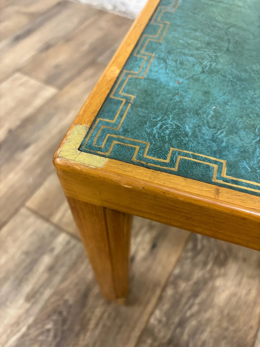 Vintage Tommi Parzinger for Charak Green Leather Top End Tables Side Tables