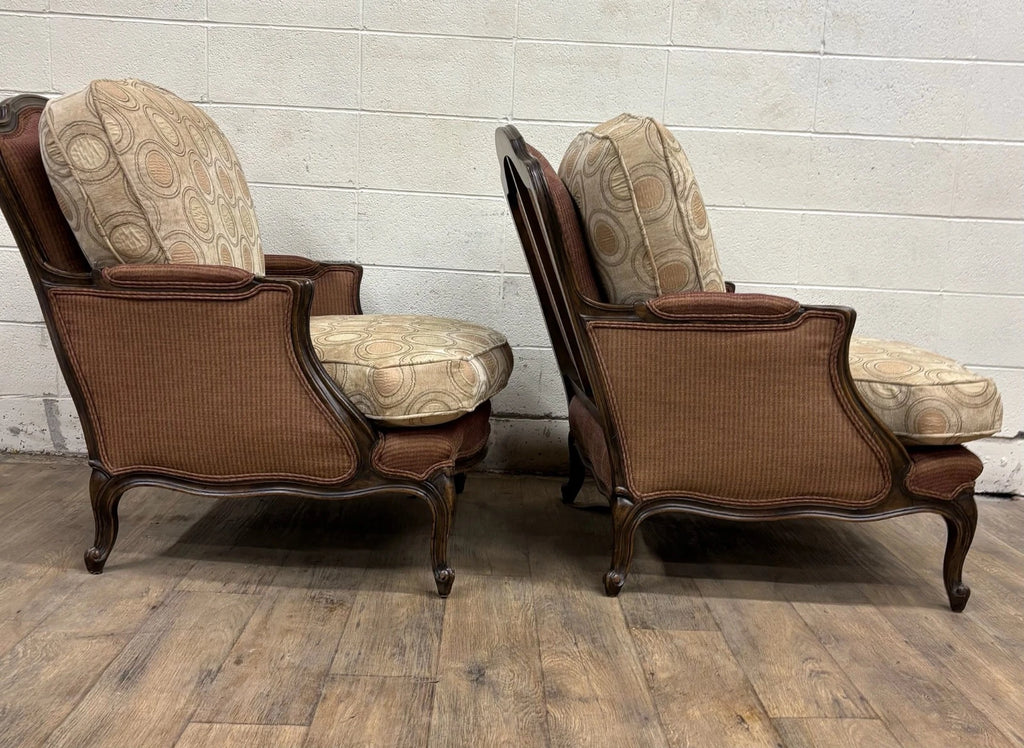 Vintage French Country Louis XV Style Bergere Chairs - Pair