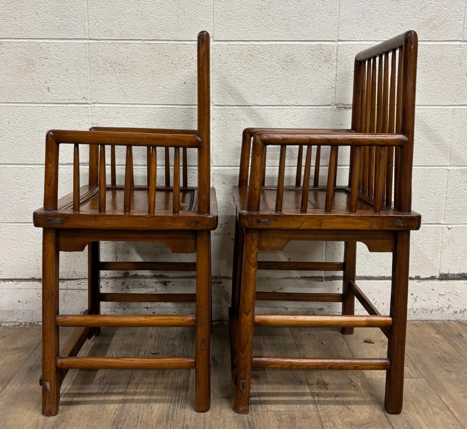 Antique Qing Dynasty Style Chinese Double Happiness Dining Arm Chairs