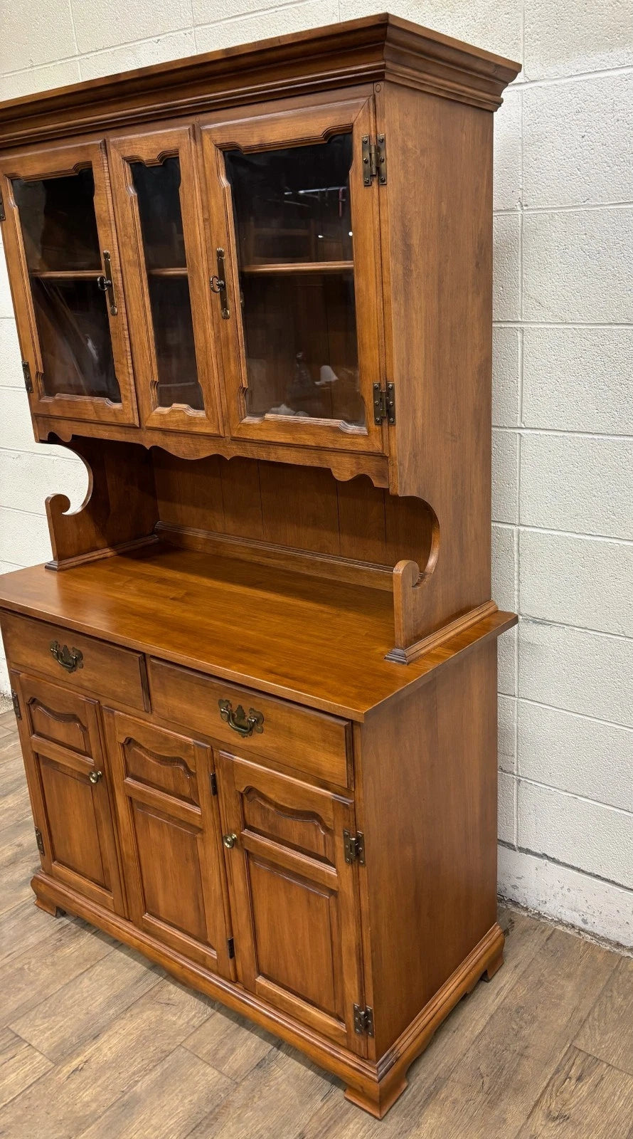 Vintage Tell City Young Republic Colonial China Cabinet Buffet Hutch and Cupboard
