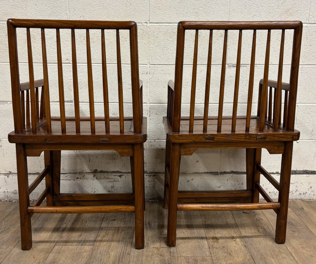 Antique Qing Dynasty Style Chinese Double Happiness Dining Arm Chairs