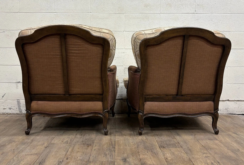Vintage French Country Louis XV Style Bergere Chairs - Pair