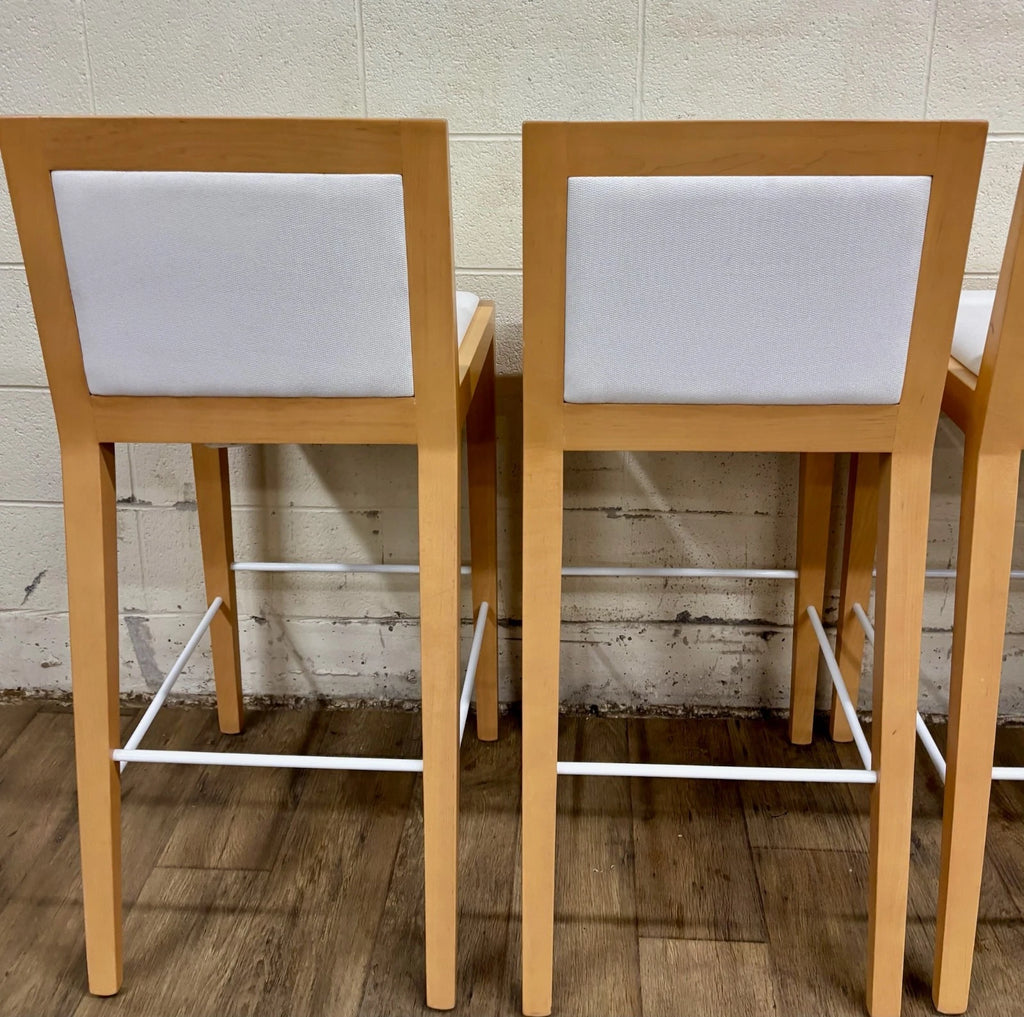 Martin Brattrud Maple Feather Down Upholstered Barstools Style 1045 - Set of 4
