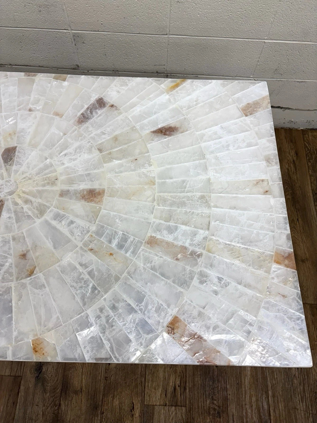 Vintage Hooker Furniture Co Selenite Mosaic Sunburst Dining Table Writing Desk