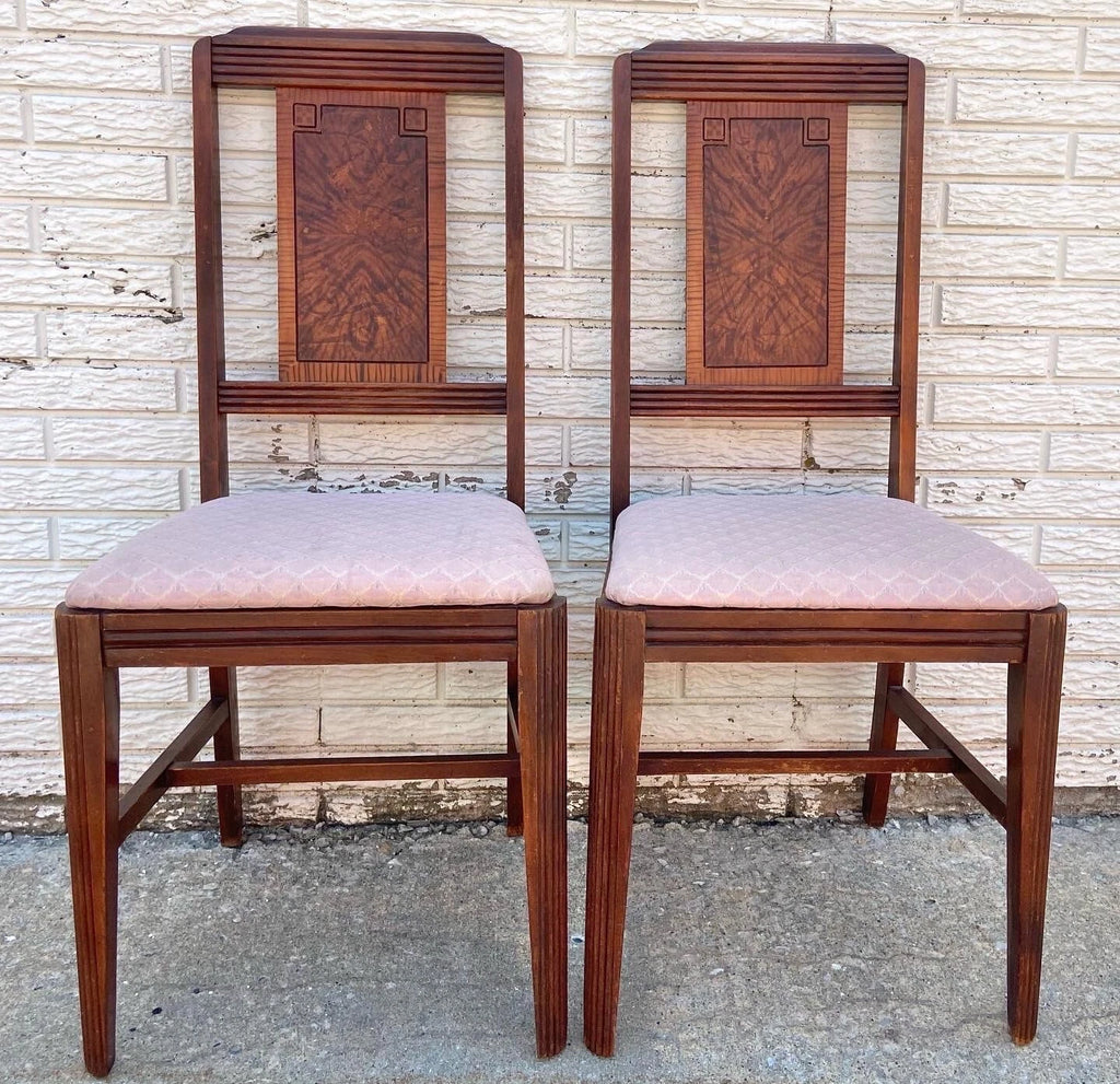 Vintage Burled Mid Century Art Nouveau Style Chairs