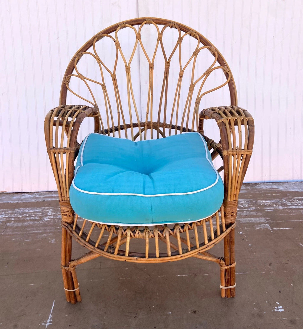 Vintage Boho Rattan Lounge Chair