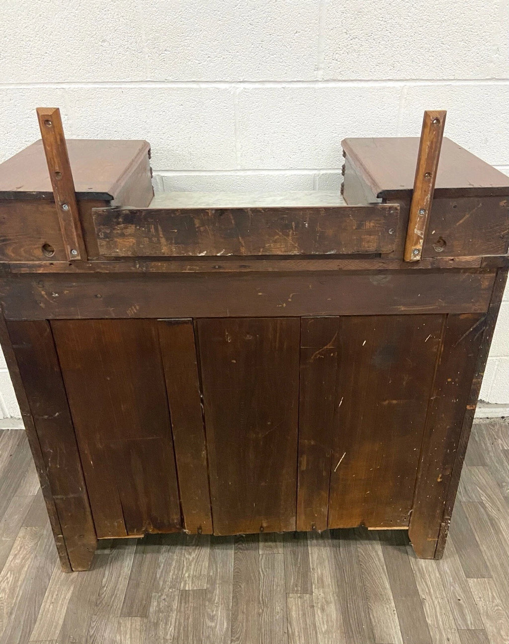 Antique Victorian Walnut and Marble Five Drawer Dresser With Mirror