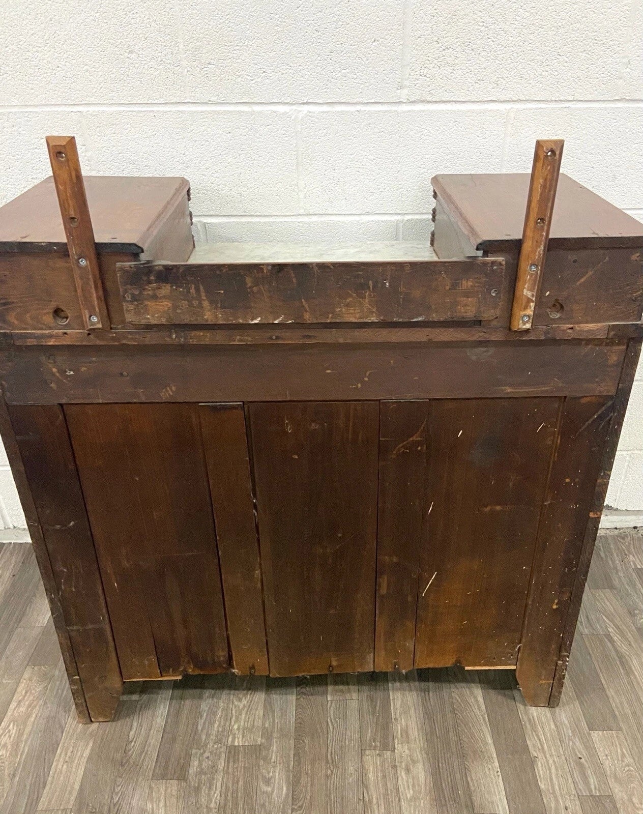 Antique Victorian Walnut and Marble Five Drawer Dresser With Mirror