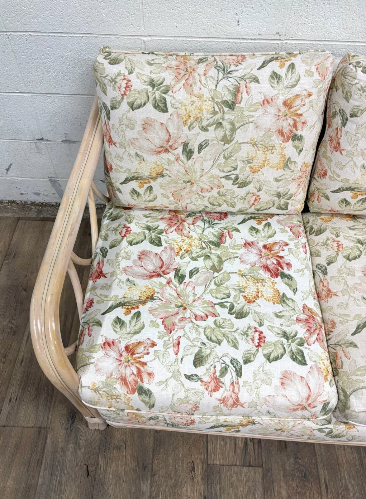Vintage MCM Ficks Reed Style Organic Coastal Boho Style Rattan Sofa