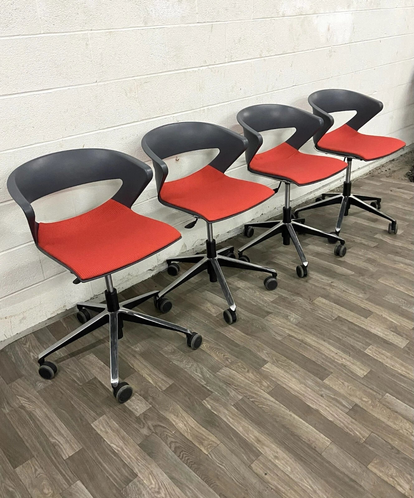 Cape Furniture Modern Black and Red Swivel Rolling Chairs - Set of 4