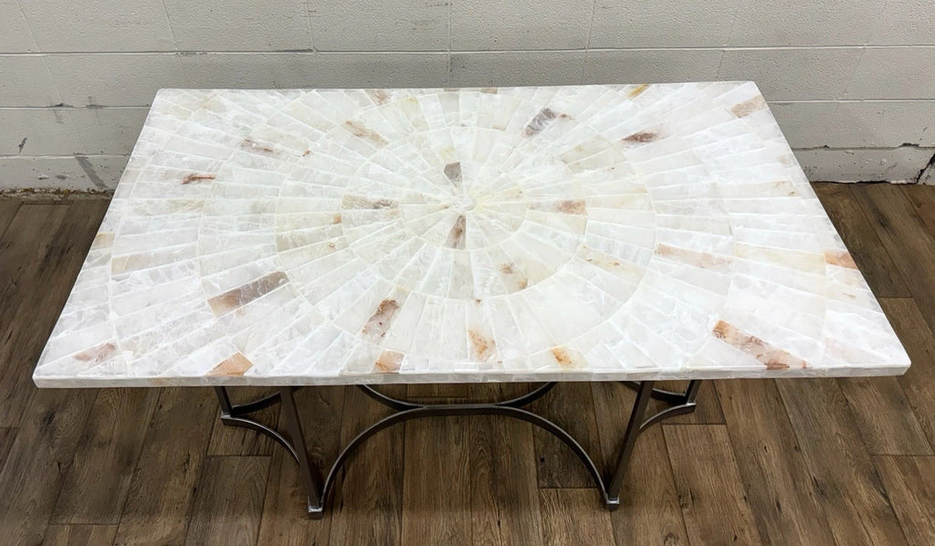 Vintage Hooker Furniture Co Selenite Mosaic Sunburst Dining Table Writing Desk