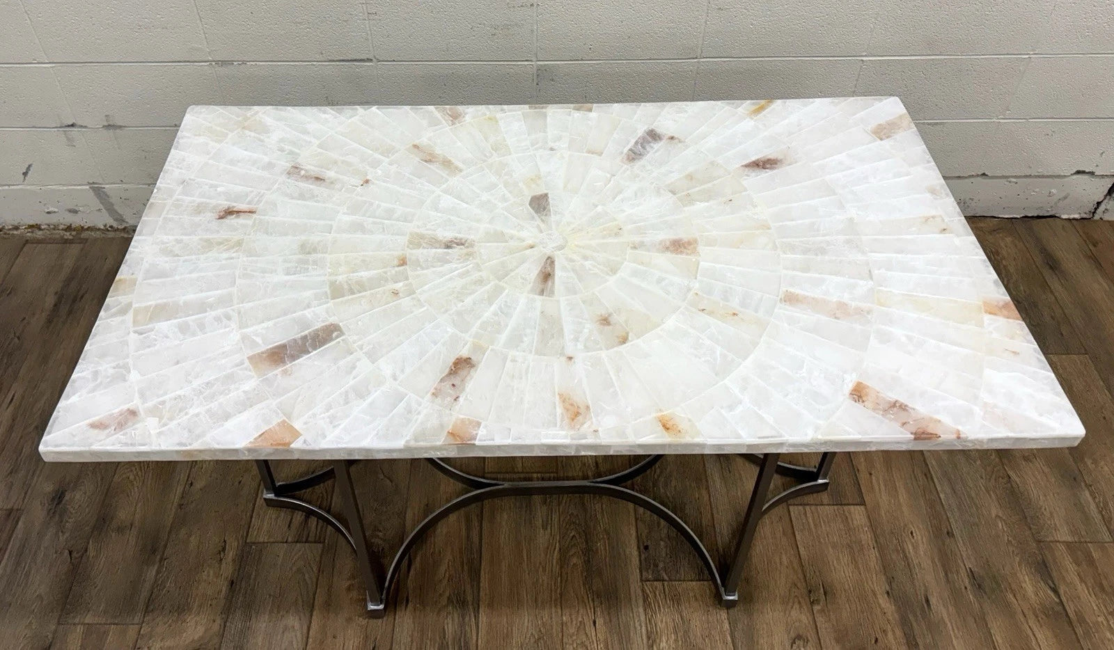 Vintage Hooker Furniture Co Selenite Mosaic Sunburst Dining Table Writing Desk