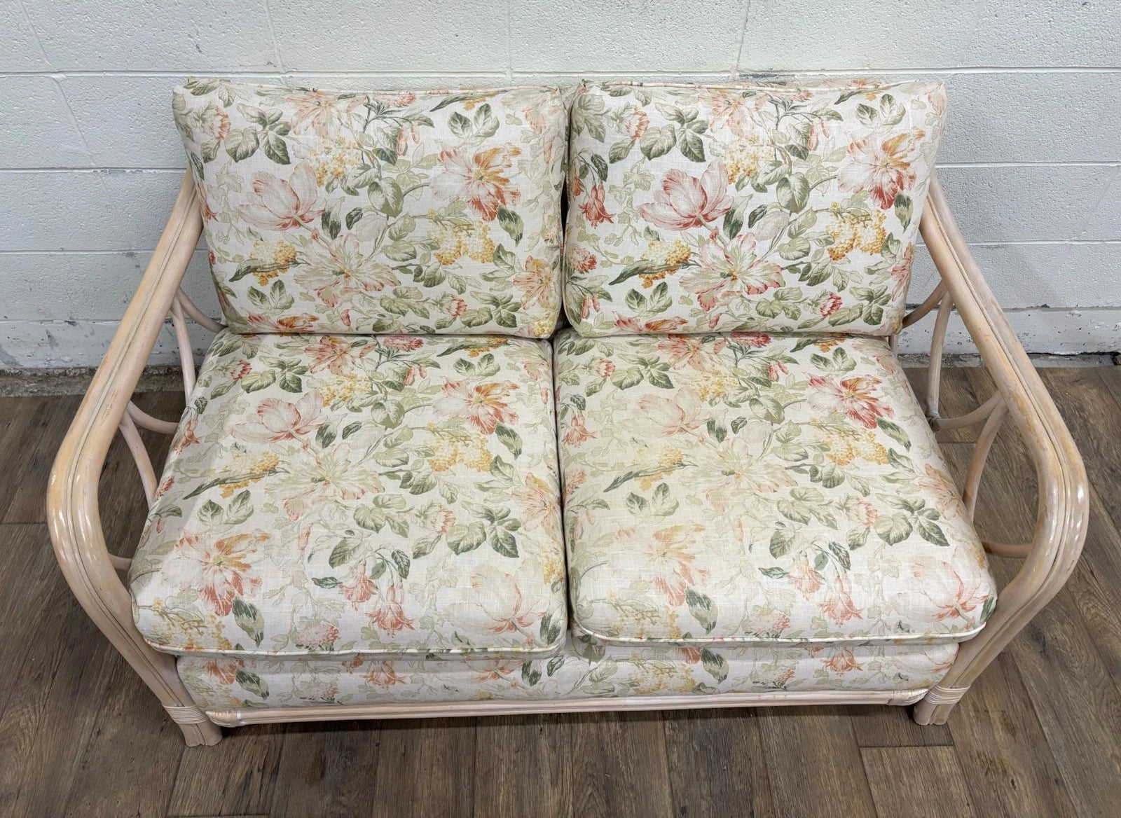 Vintage MCM Ficks Reed Style Organic Coastal Boho Style Rattan Loveseat Settee