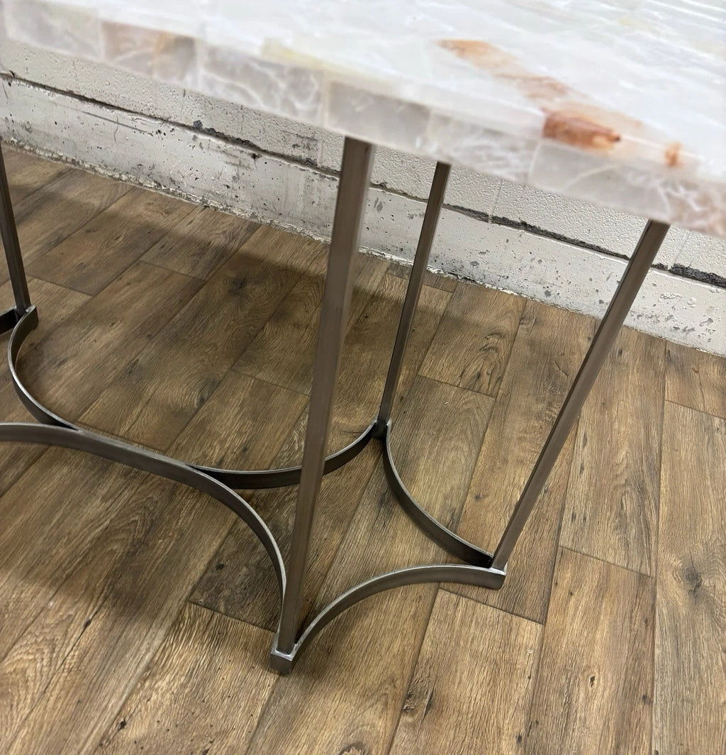 Vintage Hooker Furniture Co Selenite Mosaic Sunburst Dining Table Writing Desk